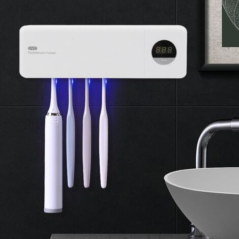 Spazzolino disinfettante UV, portaspazzolino a parete con funzione sterilizzatore, 6 slot per spazzolino, portaspazzolino elettrico per bagno (1/5)