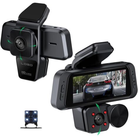 Dash Cam 3 canali anteriore e posteriore 1080P + 480P + 480P Videoregistratore con APP Wifi IR Visione notturna a infrarossi DVR per auto Registrazione del ciclo G-Sensor