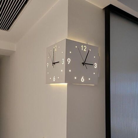 Orologio angolare da parete bifacciale, orologio angolare da parete digitale, soggiorno moderno, grigio, bifacciale, silenzioso, installazione facile