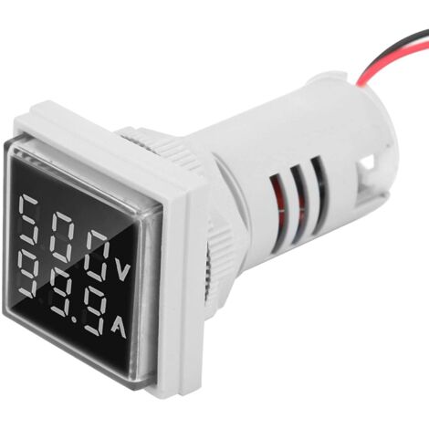 Voltmetro digitale, luce LED Display digitale Tester di tensione Rilevatore di corrente Pannello doppio display 22mm Voltmetro Amperometro CA 0-100A 60-500V Pannello a incasso