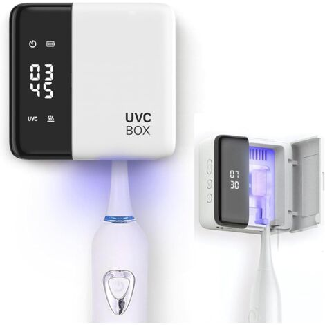 Igienizzante per spazzolini UV, spazzolino elettrico con orologio a LED, UV-C e asciugatura all'aria, portaspazzolino ricaricabile a parete Migliora il tuo bagno, viaggi (1/4)