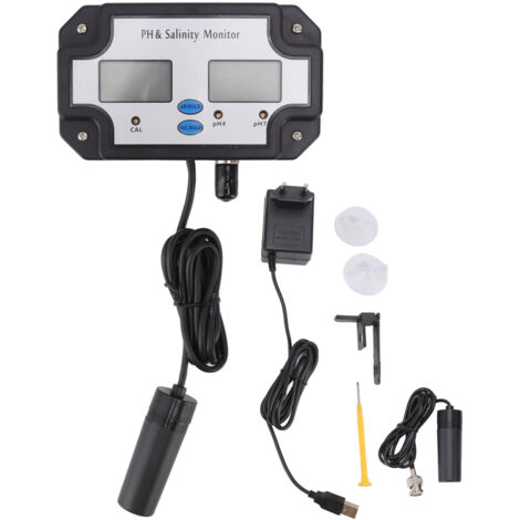 Misuratore digitale della qualità dell'acqua di salinità PH Misuratore di monitoraggio continuo 2 in 1 per piscine Giardinaggio Spina europea 220 V