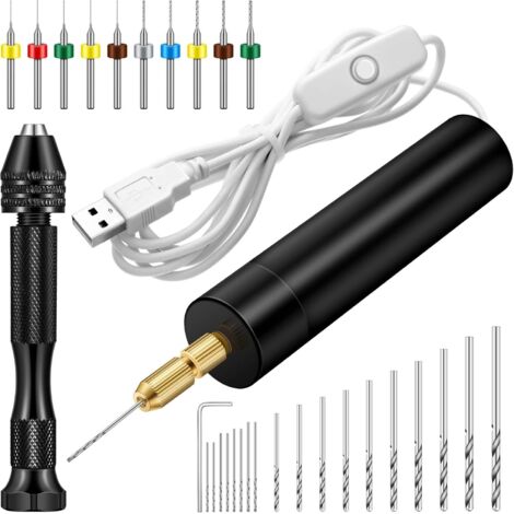 Kit trapano manuale elettrico per stampi per colata in resina, trapano elettrico con 8 punte da trapano (0,8-1,2 mm), trapano manuale con morsa a perno con 10 mini punte da trapano (0,8-3,0 mm), 10 pu (1/5)