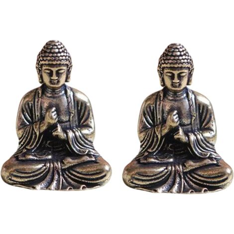 Mini statua di Buddha Scultura, 2 pezzi Mini statua di Buddha, Statua della fortuna Mini statua di Buddha per figurine di decorazione di casa e ufficio, 2,8 x 2,4 cm (1/3)