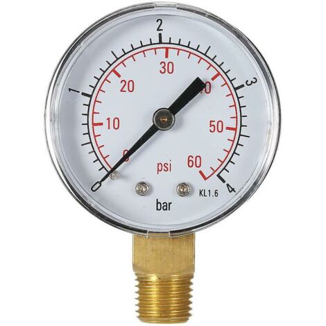Manometro per piscina Manometro per piscina 60psi 1/4quot Montaggio sul fondo Npt, filettatura in pollici Bilancia meccanica Manometro Pressione acqua e gas (1/5)