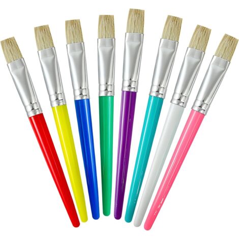 Set di pennelli piatti da 8 pezzi, pennello a secco, pennelli in nylon, pennello rotondo per pittura a secco, per acrilico, olio, acquerello, gesso, artigianato fai-da-te