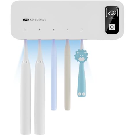 Sterilizzatore e supporto per spazzolino UV con potente asciugatura all'aria dello sterilizzatore, 5 posizioni di slot per spazzolino, custodia per spazzolino temporizzata 200 e 400, sterilizzatore a (1/5)