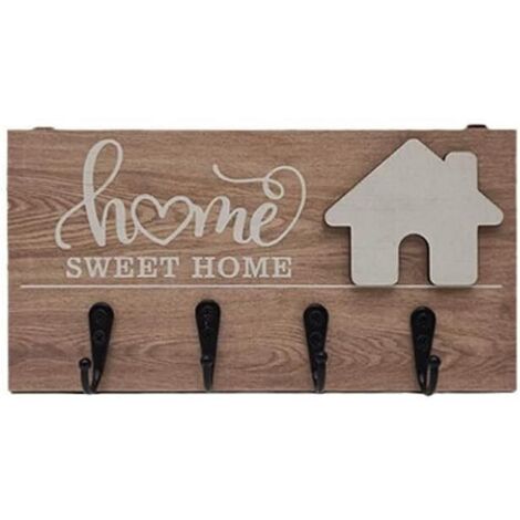 Simpatico gancio da parete per riporre chiavi con 4 ganci, decorazione da parete, per cucina, ufficio, bagno, soggiorno, 22 cm (tipo B) (1/5)