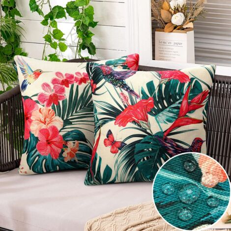 2 federe per cuscino 45x45 cm fodere per cuscini impermeabili per esterni federe colorate piante verdi foglie di monstera lino per soggiorno patio giardino divano decorazione cuscino (1/5)