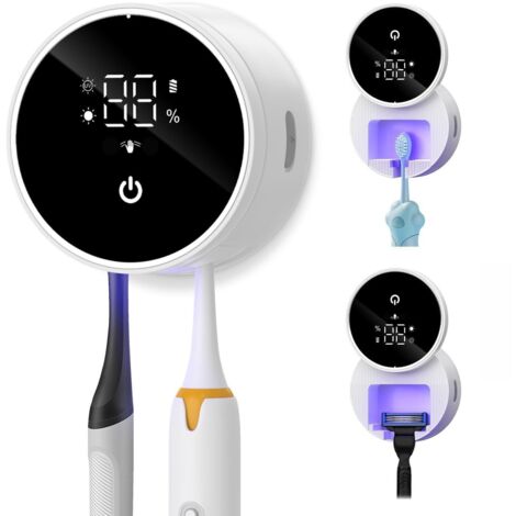 Spazzolino UV aggiornato con supporto a parete, display LED, coperchio a induzione automatica, pulizia e asciugatura a 60 gradi, per casa e viaggio (1/5)
