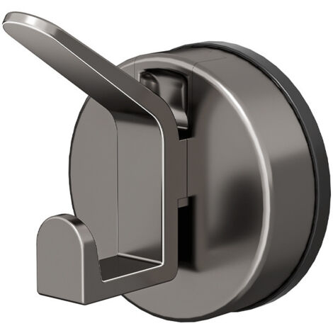 Porta asciugamani senza forare, gancio adesivo, per bagno, ventosa rotante, silicone ABS, grigio, adatto per bagno e balcone (1/5)