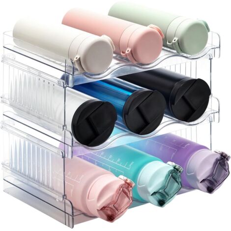Portabottiglie impilabile a 3 livelli: contiene 9 bottiglie, organizer per frigorifero, contenitore e organizzazione per la cucina, set di 3. (1/5)