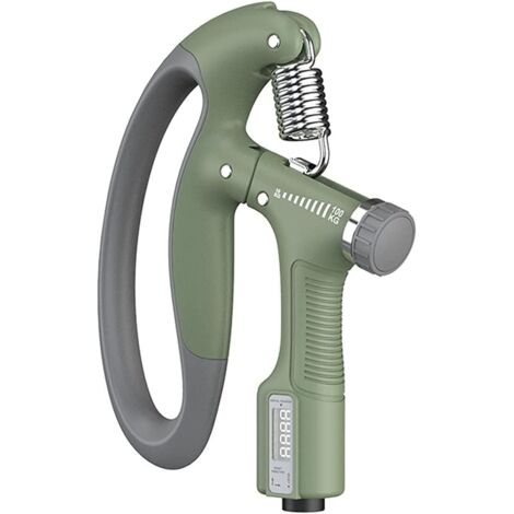 Entraîneur de main, entraîneur de force de préhension, force de préhension réglable 10-100Kg poignet de force de préhension, dispositif de formation de doigt (Vert militaire) (1/5)