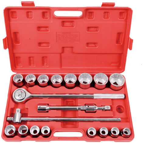Set di bussole da 3/4" - Set di attrezzi a cricchetto - 16 chiavi a bussola - Custodia a cricchetto - Per officine fai da te, fabbriche automobilistiche, fabbriche di motori (1/5)