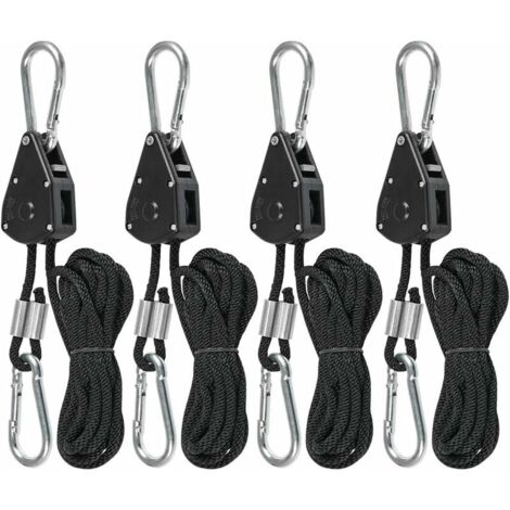 Corde a cricchetto da 4 pezzi con ganci per lampade o piante, corda con gancio regolabile lunga 240 cm (2 paia), (1/5)