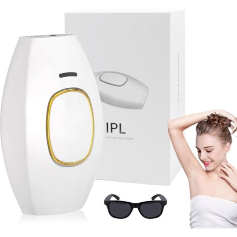 Dispositivo per la depilazione a luce pulsata (IPL) per la depilazione laser permanente. 5 livelli di energia e 2 modalità di utilizzo. Adatto per le donne e adatto per ascelle, gambe e corpo.