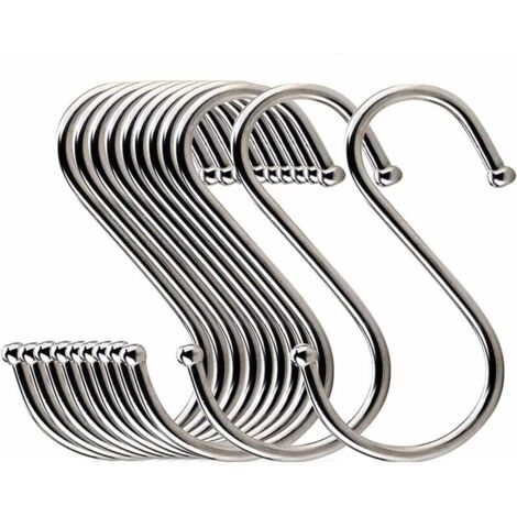 Confezione da 20 ganci a forma di S da 3,2 pollici, ganci in acciaio inossidabile per cucina, officina, bagno, giardino (1/5)