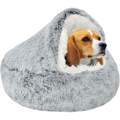 Cuccia Nido per Cani di Piccola Taglia, Calda, Morbidissima Pelliccia Sintetica, Lavabile, con Fondo Antiscivolo, per Fare un Pisolino in Interni (Grigio, 65 cm) (1/5)