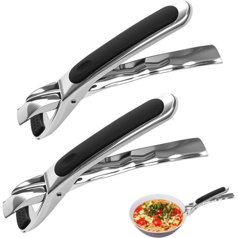 Pinze da forno, manici per piatti caldi (2 pezzi), portautensili da portata antiscivolo, manico per ciotola, impugnatura antiscivolo, acciaio inossidabile e silicone, ideale per forno, padella e pento (1/5)