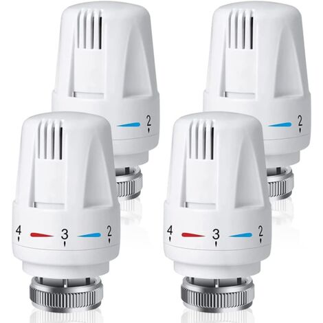 Set di 4 valvole termostatiche per radiatore, testa termostatica per radiatore M30 x 1,5, valvola termostatica per radiatore per casa e ufficio, sostituzione del termostato del radiatore (1/5)