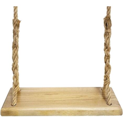 Altalena in legno naturale con corda da 3,7 m, carico massimo: 160 kg - Altalena per albero da esterno (60x20x2,8 cm, Paulownia)