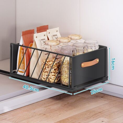 Cassetto scorrevole da cucina, pellicola adesiva fissa per organizer scorrevole per armadio, ripiani dispensa scorrevoli per carichi pesanti, 40x25x16 cm