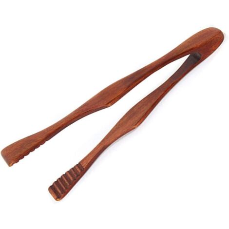 Pinze per pane in legno naturale (1 pezzo), pinze per alimenti, pinze da cucina in legno, pinze per tè in bambù, resistenti, ecologiche, ideali per toast, insalate, barbecue, dolci, pane e bagel. (1/5)