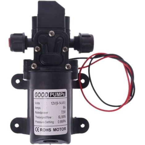 Pompa dell'acqua per camper 12V DC 12V 60W 130FT 6L/min Pompa dell'acqua ad alta pressione Pompa di adescamento a membrana Pompa dell'acqua per camper (Tensione: 12V) (1/5)