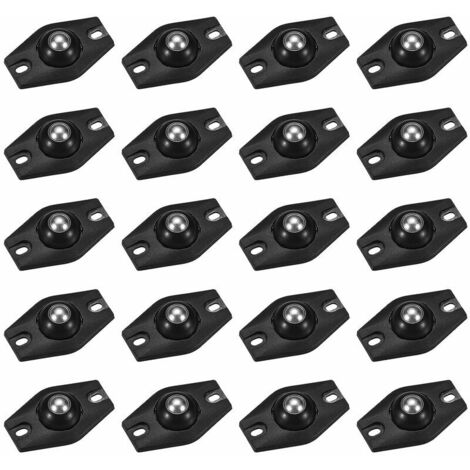 Rotella piccola, Rotella per mobili, Mini rotella, Rotella girevole, Materiale ABS, Mini ruota universale autoadesiva, per bidoni della spazzatura, Scatole portaoggetti, Piccoli mobili (Nero, 20 pezzi
