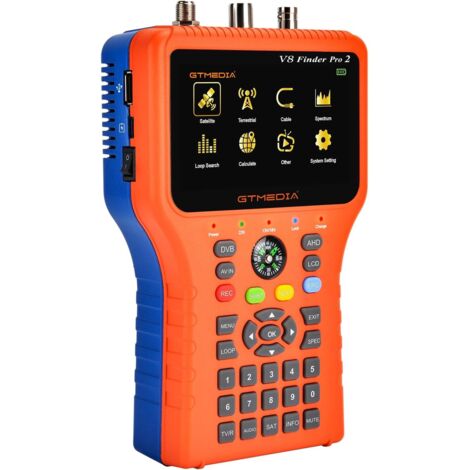 V8 Finder Pro Puntatori satellitari Finder Meter Localizzatore di segnale satellitare digitale per DVB-S2X/S2/S/T2/T/C Impostazione dell'antenna parabolica, LCD Sat Finder da 4,3"