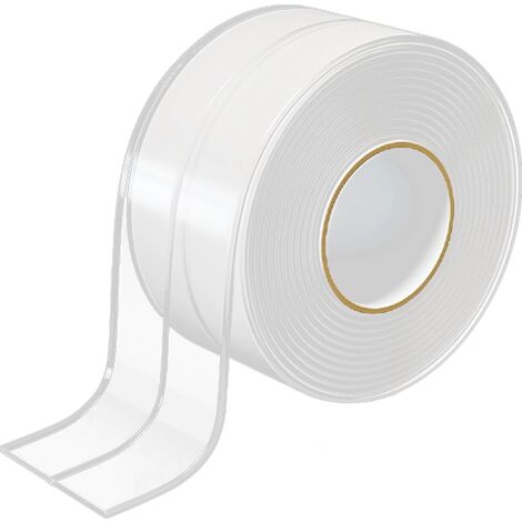 Nastro sigillante, impermeabile, autoadesivo, trasparente, nastro sigillante in PVC, inclusa spatola, autoadesivo, impermeabile, nastro sigillante, resistente alla muffa, adatto per giunti in bagni, c