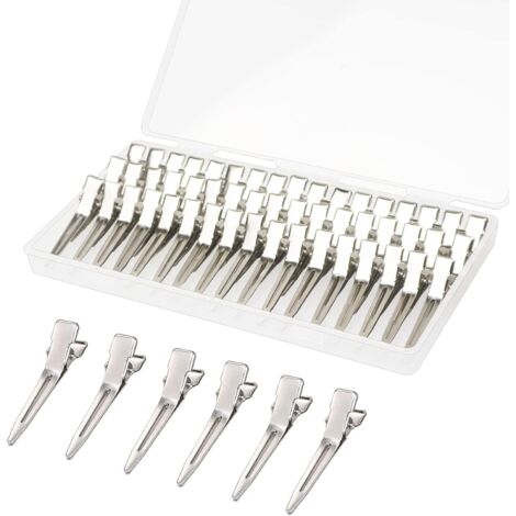 60 Pezzi Fermagli per Capelli a Coccodrillo, Fermagli per Capelli in Metallo Argento da 1,8 Pollici, Fermagli per Capelli a Coccodrillo per Parrucchiere Fai da Te (1/5)