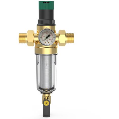 Riduttore di pressione in ottone 3/4 pollici DN 20, regolatore di pressione dell'acqua riutilizzabile con filtro di lavaggio automatico e manometro