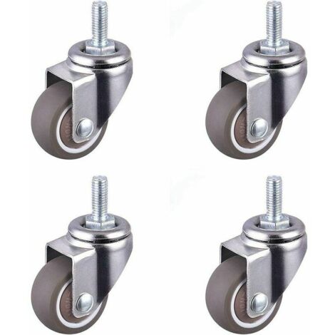 Rotelle Girevoli per Carichi Pesanti Ruote con Stelo Filettato in Gomma Rotelle di Ricambio per Sedia Mini Ruote per Mobili Rotelle Filettate per Carrelli Pesanti per Carrelli M6x15mm Diametro 25mm 4 (1/5)