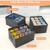 RMAN 2 Pezzi Organizer Armadio per Jeans, Pieghevole Divisori per Armadio Interno Impilabile e Robusto Contenitori per Armadio Salvaspazio per Pantaloni, T-shirt, Cravatta, 16 scomparti, Bianco