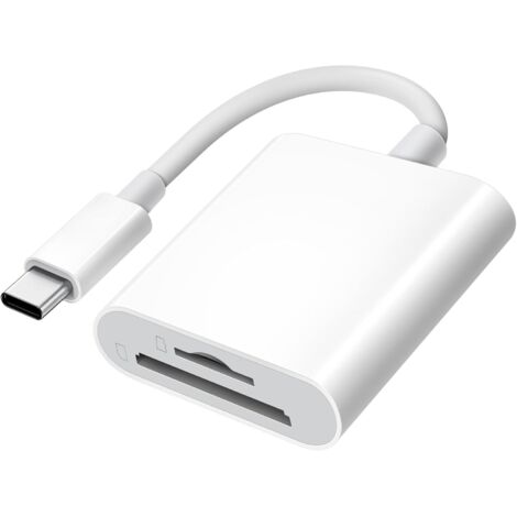 Lector de tarjetas SD USB C para iPhone 15/iPad/MacBook/Mac, lector de tarjetas SD tipo USB-C xdgeLoad compatible con adaptadores de tarjetas de memoria SD y MicroSD, visor de cámara de seguimiento Pl