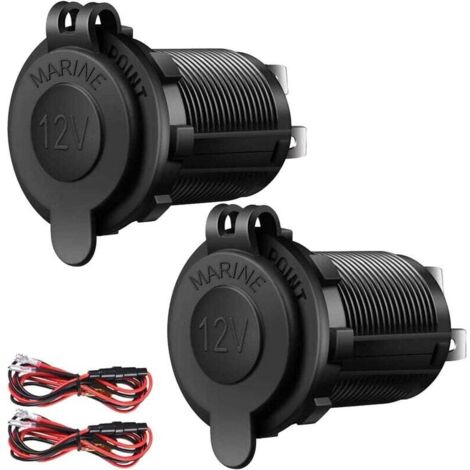 Paquete de 2 enchufes de encendedor de cigarrillos de 12V para coche, motocicleta, ATV, RV, enchufe impermeable de 12V (1/5)