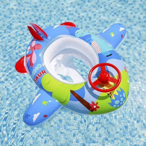 Flotador inflable para piscina para niños pequeños, asiento flotante para niños y niñas, bote para bebés, diseño de avión, flotadores para niños de 1 a 4 años