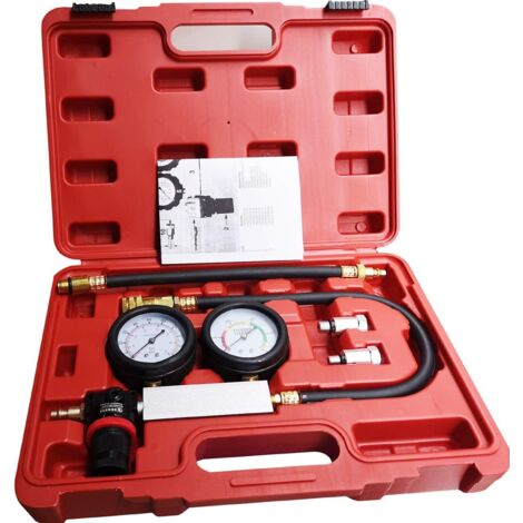Probador de fugas de cilindro, kit de prueba de compresión - Herramienta de diagnóstico del kit de probador de fugas de doble calibre del cilindro del motor. (1/5)