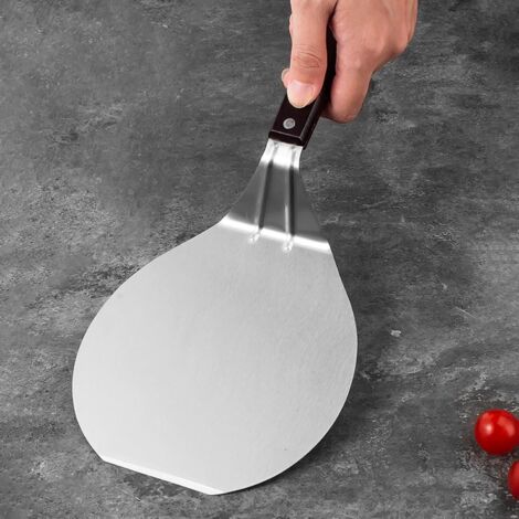 Pala de pizza de metal, pala de pizza de acero inoxidable, pala de pizza liviana con mango largo, pala de pizza liviana de acero inoxidable, accesorios para horno de pizza para pala giratoria (1/4)
