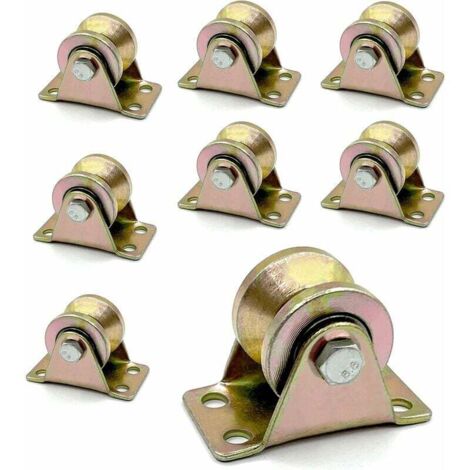 Paquete de 8 poleas de elevación - Rueda de elevación en forma de V - Trabajo pesado - Acero grueso - Silencioso - Recubrimiento de pintura de acero inoxidable - Para cuerdas de máquinas industriales, (1/5)