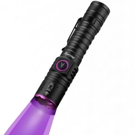 Linterna LED ultravioleta SV87 de 5 W, 395 nm, tipo C, recargable por USB, con zoom, luz ultravioleta portátil, detector de orina para resina, pesca, escorpión, minerales y ámbar con batería (1/5)