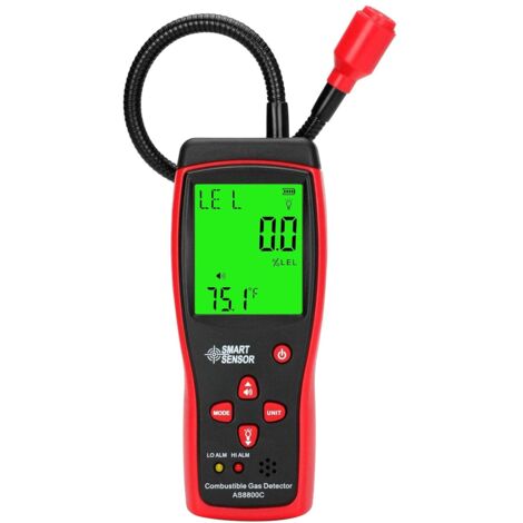 Detector de fugas de gas profesional, con pantalla LCD digital, sensor flexible, monitoreo de temperatura, apagado automático, OUYLAF, negro/rojo