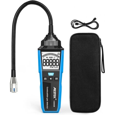 Detector de fugas de gas para gas natural, carbón, metano, propano, butano, GLP, GNL, alarma sonora, LED digital, portátil, para ciudad, autocaravana, casa, cocina, garaje, recargable