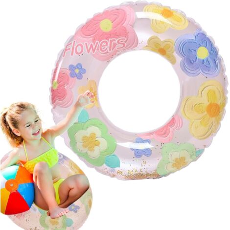 2 flotadores de piscina circulares para natación, anillo de natación para niños de dibujos animados Juguete acuático altamente impermeable para piscinas domésticas, piscinas al aire libre y piscinas