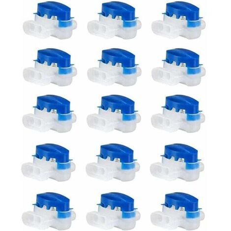 15 conectores de cable impermeables de 3 orificios para cables eléctricos, conectores de cortadora de césped rellenos de gel, conectores de cable 314 perfectos para jardín y exterior (azul)