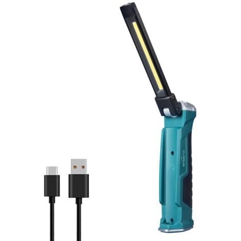 Luz de trabajo LED recargable de 550 lúmenes, rotación de 180° + plegable de 180°, linterna LED de 7 modos para reparación de automóviles, hogar y exteriores (1/5)