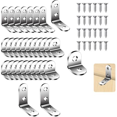 20 Soportes De Esquina Negros En Forma De L, Soporte De ángulo Recto De Acero Inoxidable De 1.5 X 1.5 Pulgadas, Soportes De Esquina De Metal Resistentes Para Muebles De Madera