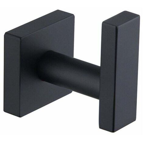 Gancho simple de acero inoxidable 304, armario simple, baño, inodoro, gancho individual, gancho para abrigo de hotel (negro mate 44 61 59MM) (1/5)