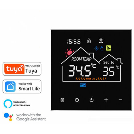 Termostato para calentador de agua/caldera de gas WiFi, termostato para calentar agua de 3 A, programable, memoria de falla de energía, control por voz, control remoto por aplicación TUya/Smart Life,